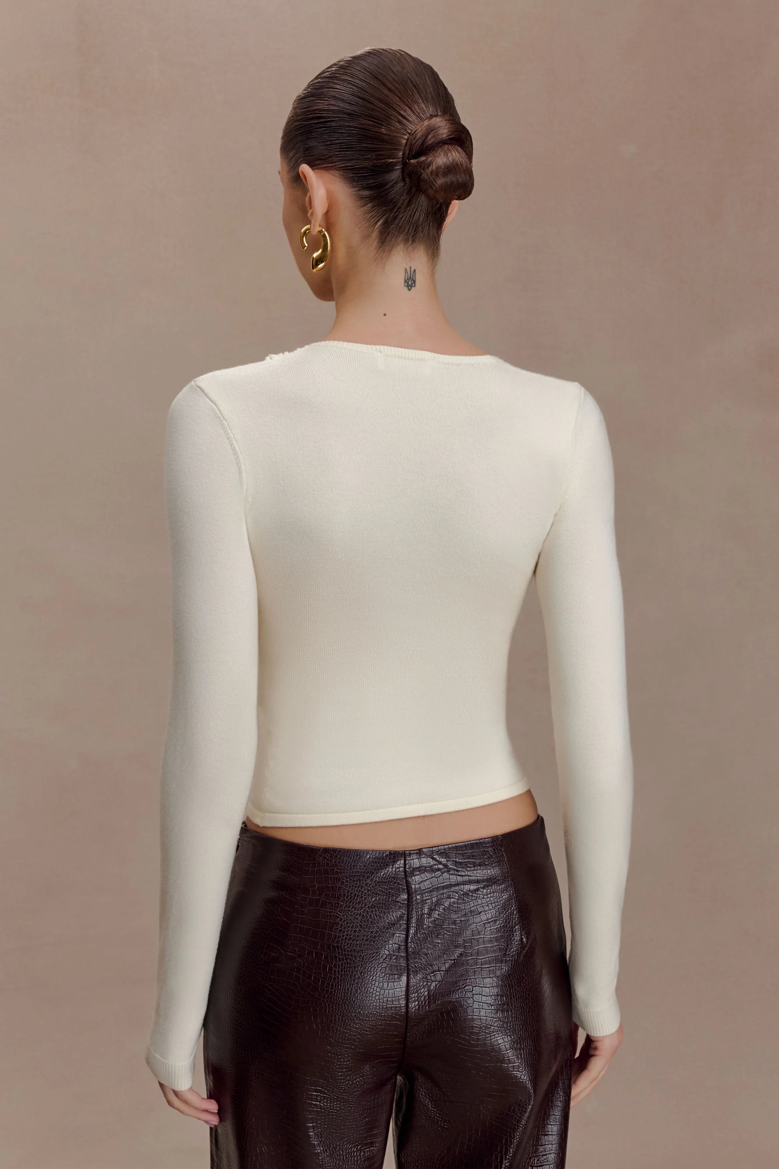 Kaylen Knit Long Sleeve Top Ivory