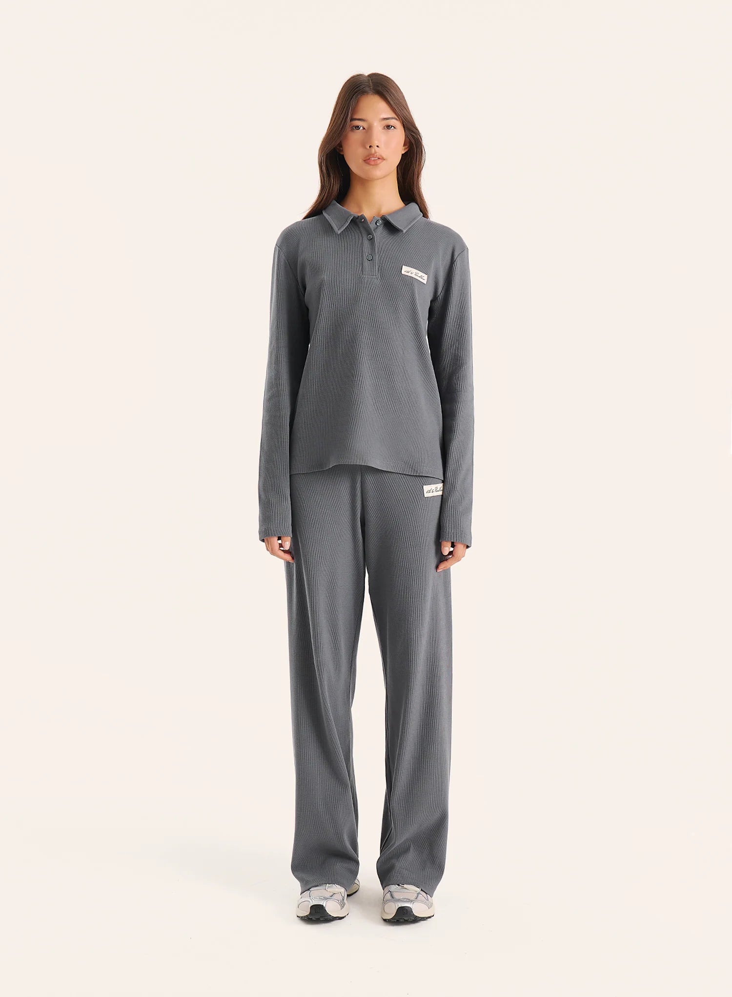 Dark Grey Ribbed Jersey Trousers