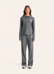 Dark Grey Ribbed Jersey Trousers