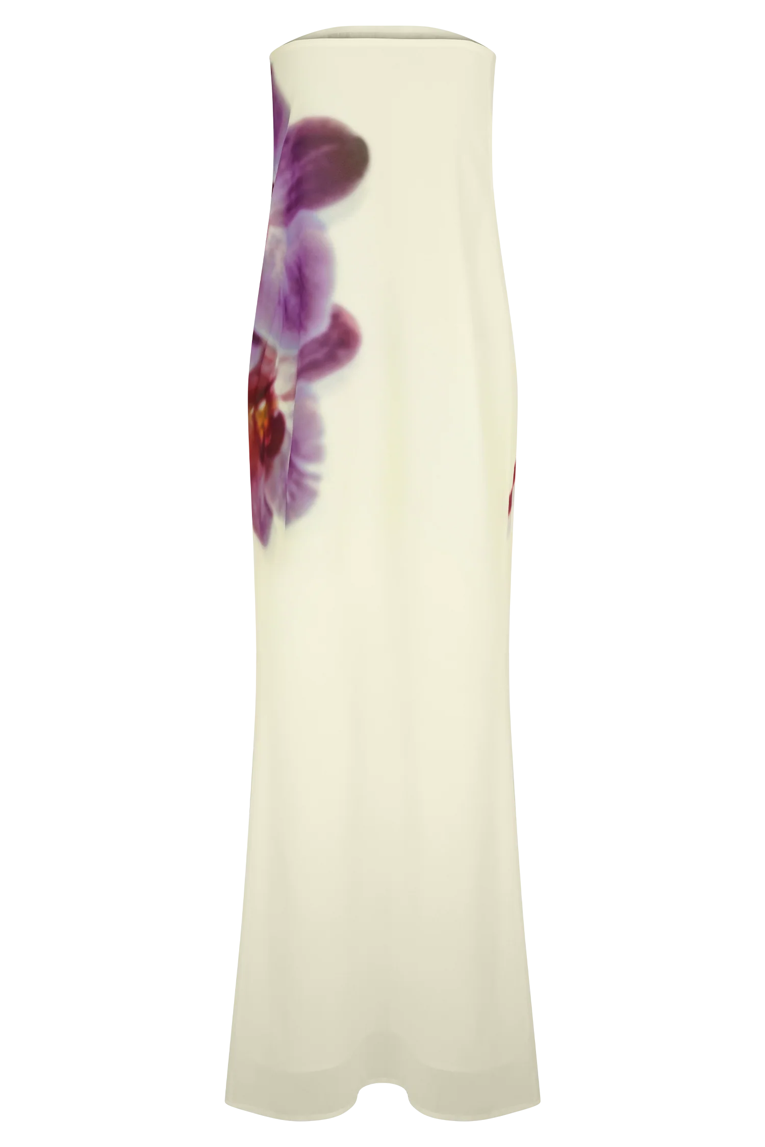 Amaya Strapless Chiffon Maxi Dress Ivory Koi Orchid Print