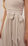 One Shoulder Pleated Dress in Gold