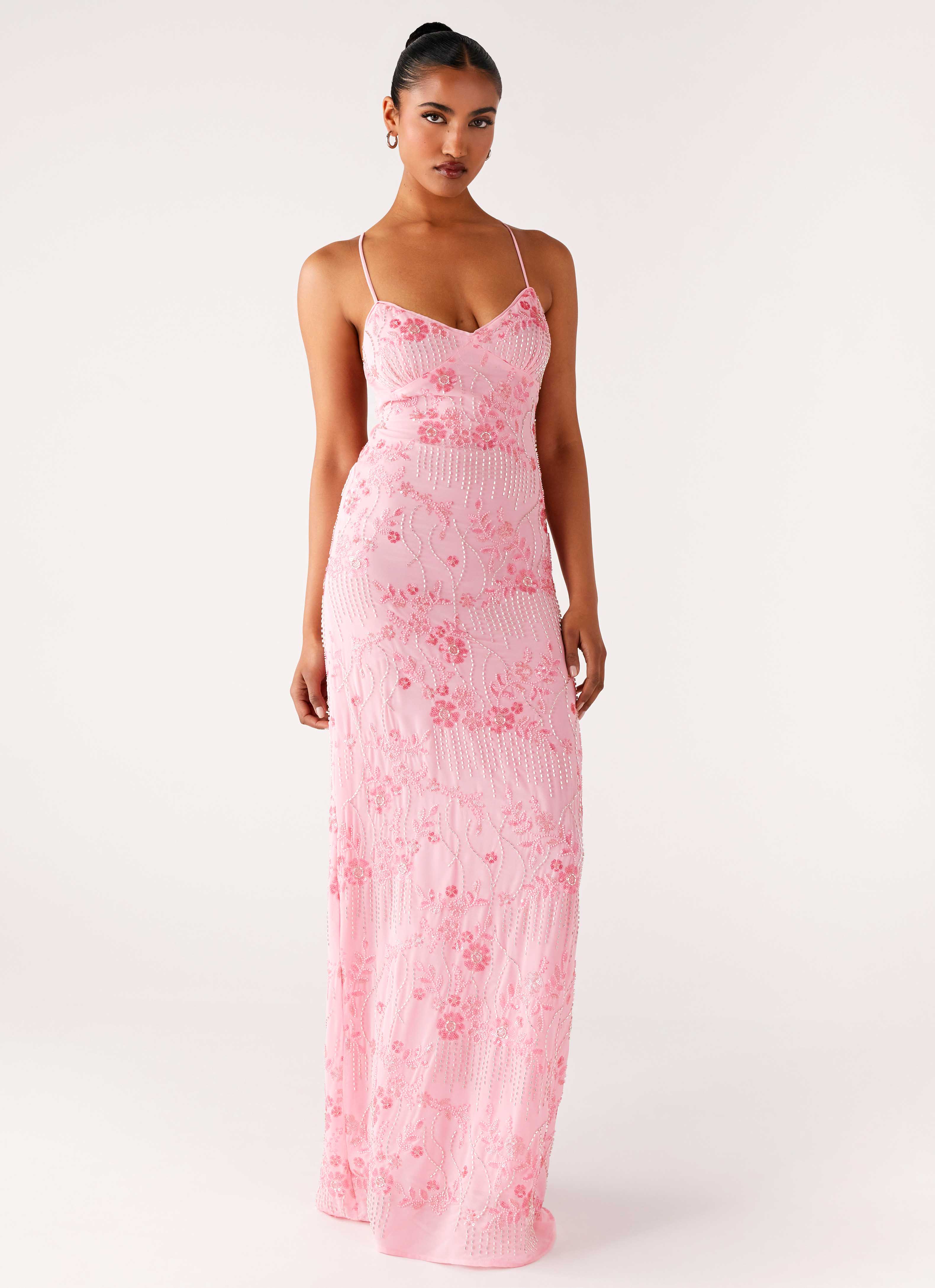 Vietta Sequin Cami Maxi Dress Pink
