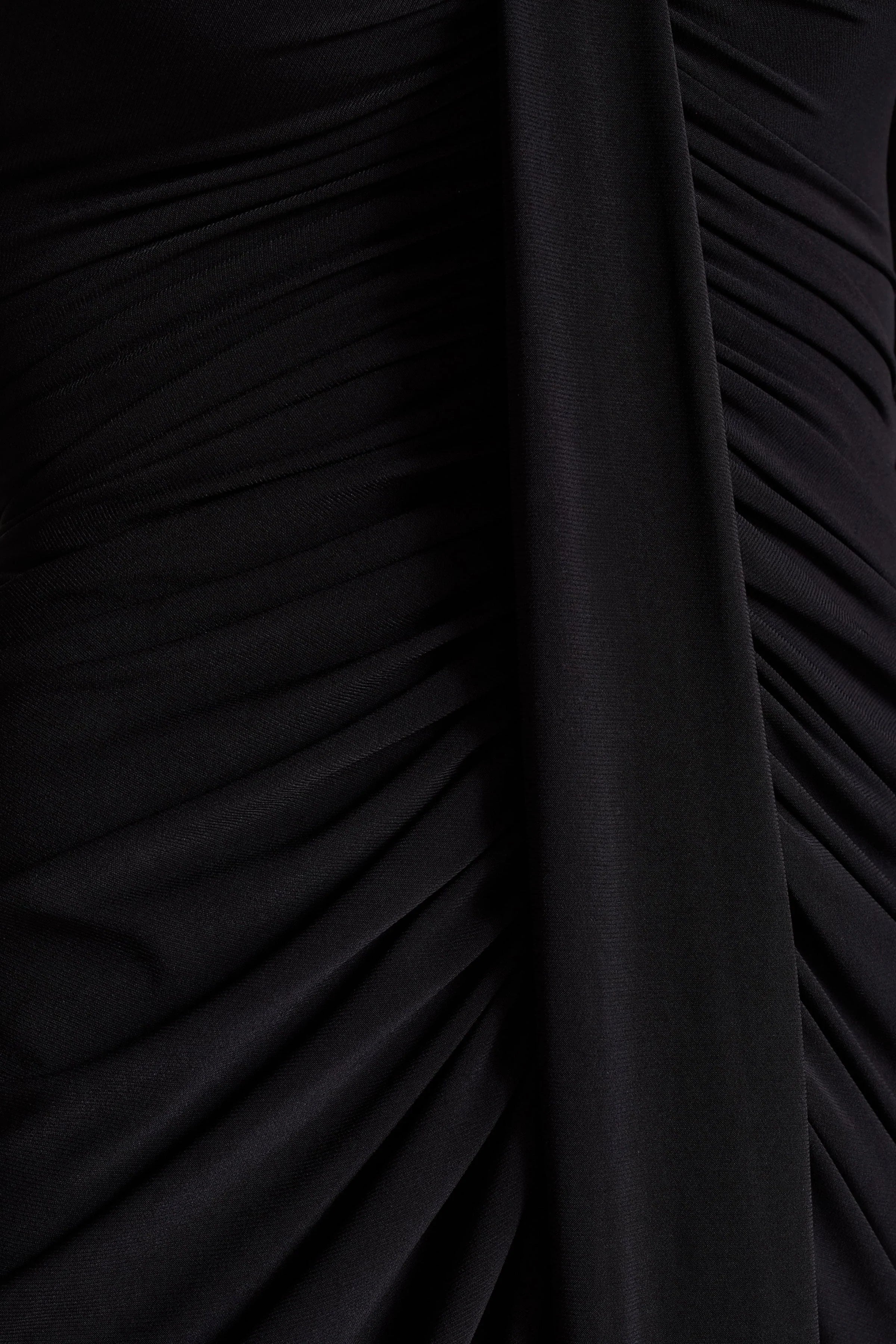 Rosetta Black Sweetheart Neck Midi Dress With Sheer Sleeves