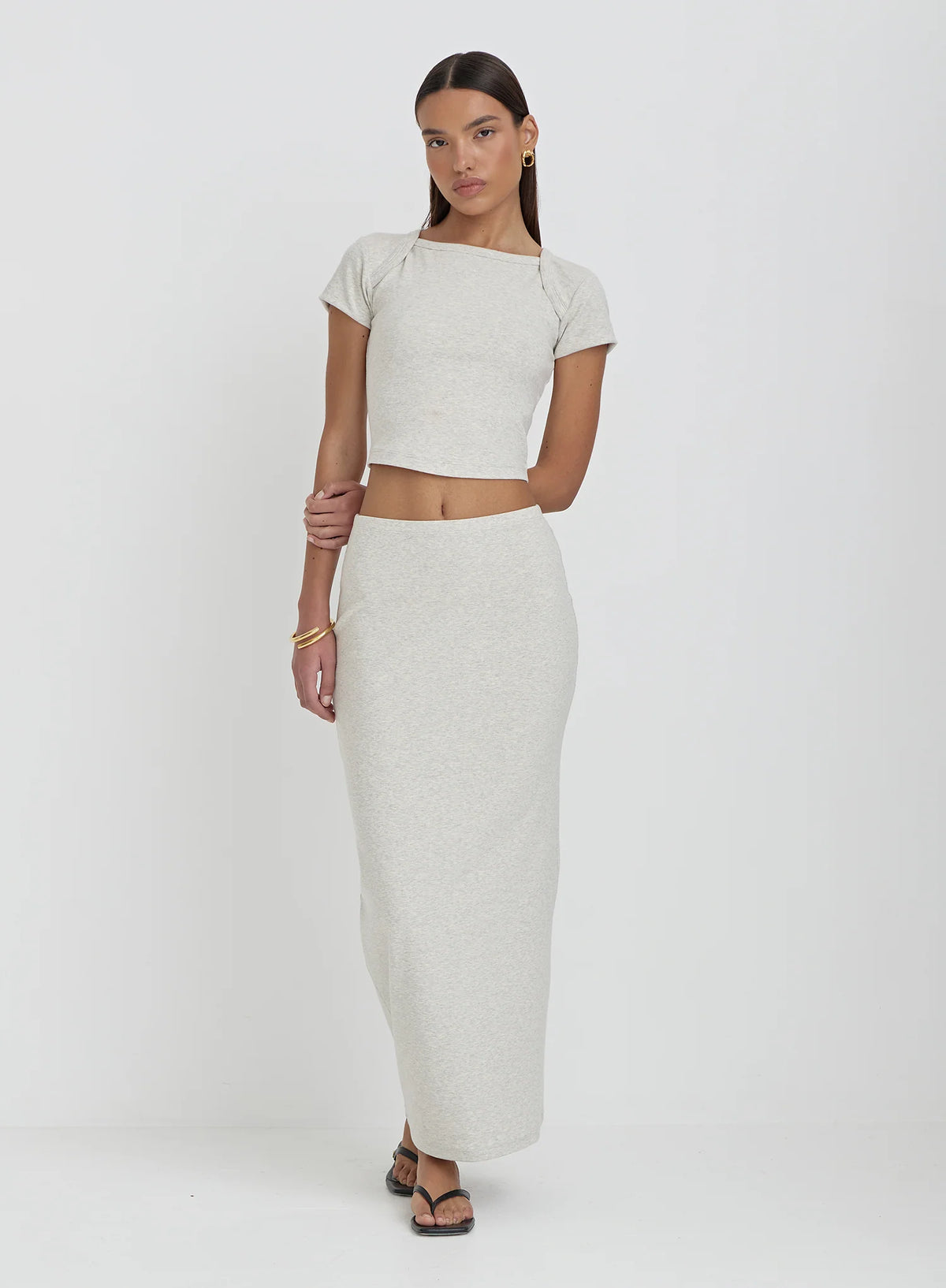 Grey Jersey Bodycon Maxi Skirt