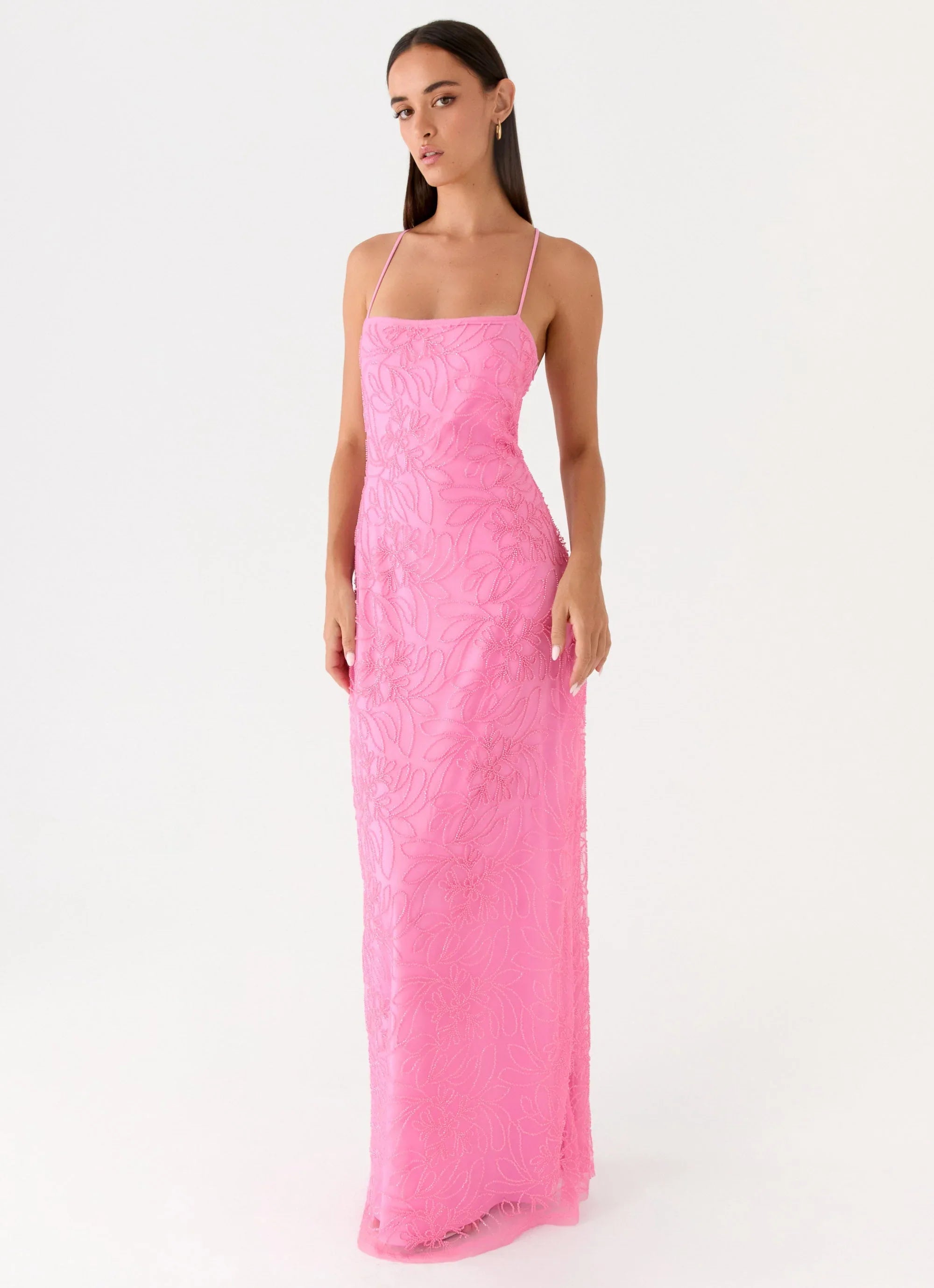 Wonyoung Beaded Maxi Dress Pink