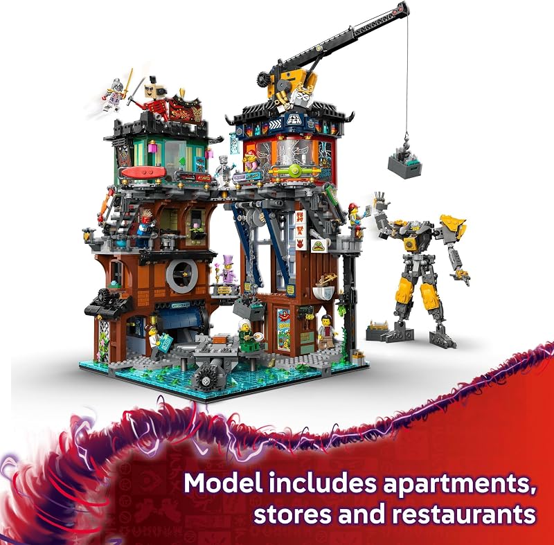 LEGO NINJAGO City Workshops Building Toy Ninja Set for Boys Girls Ages 14 Gift for Teens Includes 10 Minifigures and a Mech for Play and Display 71837