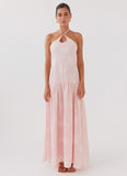 Blushed Cross Neckline Maxi Dress Pink Petal