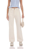 Straight Leg Mid Rise Jeans in Cream