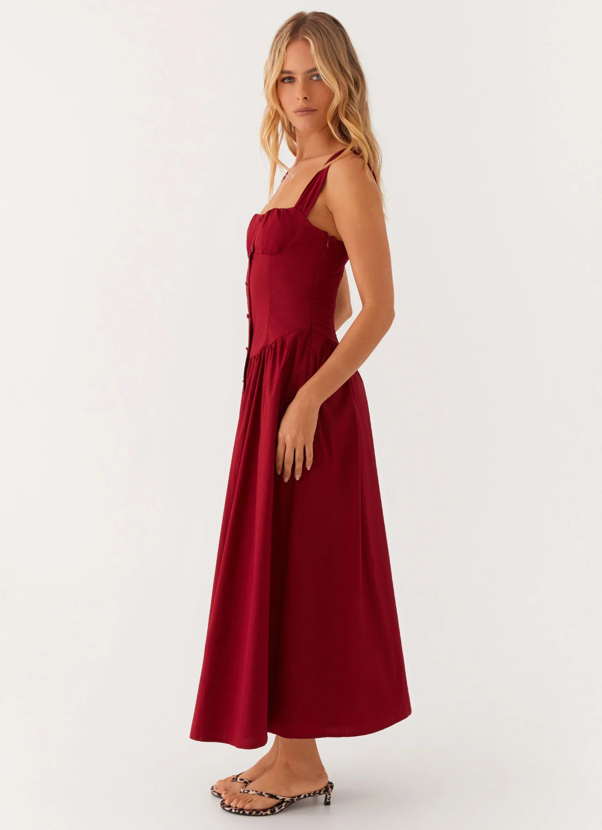 Emmalina Midi Dress Deep Red