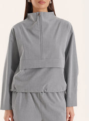 Grey Funnel Neck Track Jacket