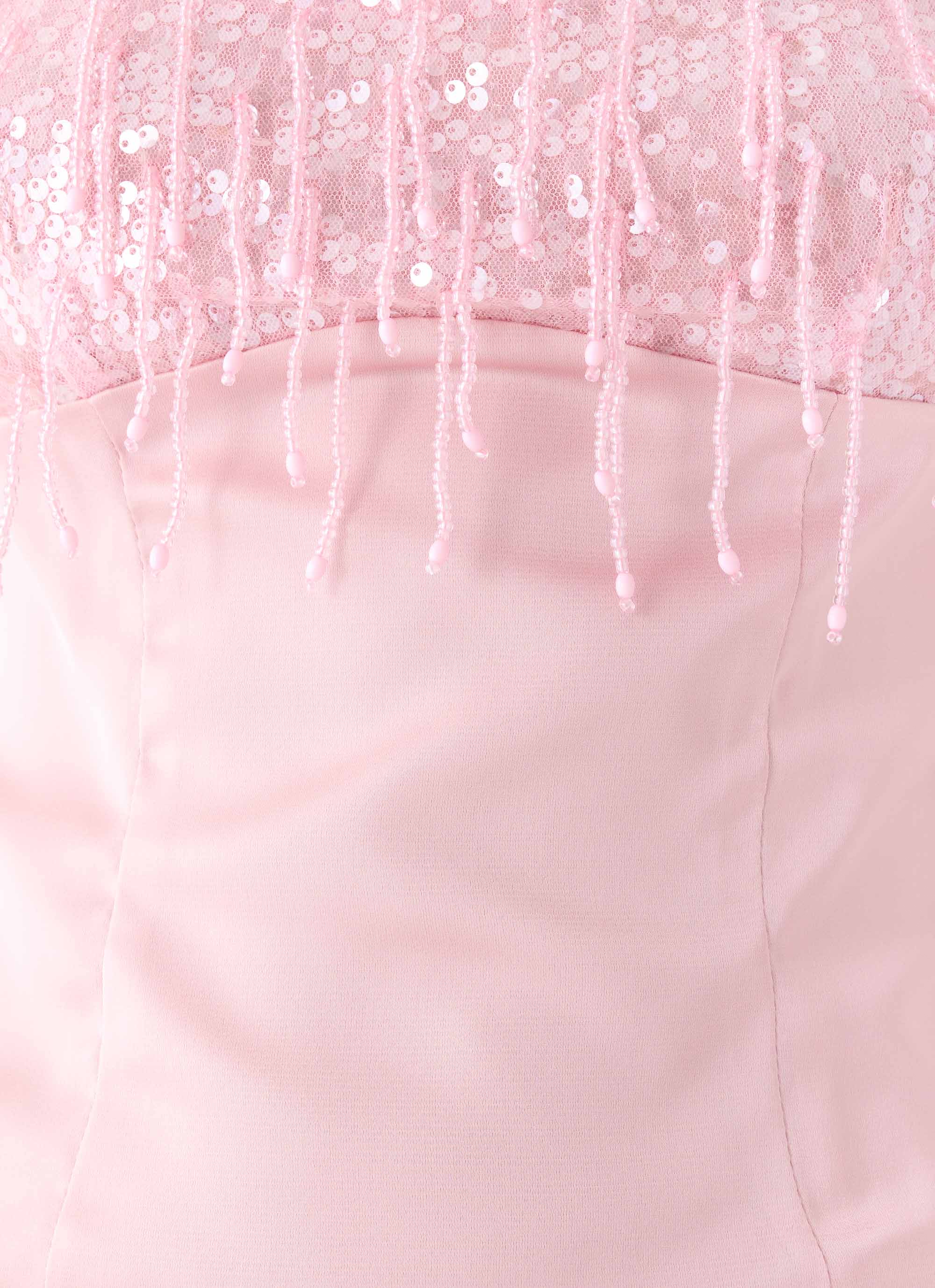 Siren Beaded Sequin Top Pink