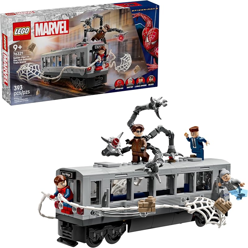 LEGO Marvel Spider Man vs Doc Ock Subway Train Scene 76321 Back to School Gift for Students Building Toy Boys Girls Ages 9 Marvel Toys for Kids 393 pcs