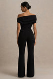 Alexandra Black Asymmetric Neck Draped Jumpsuit