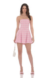 Plaid Corset Strapless Dress in Pink