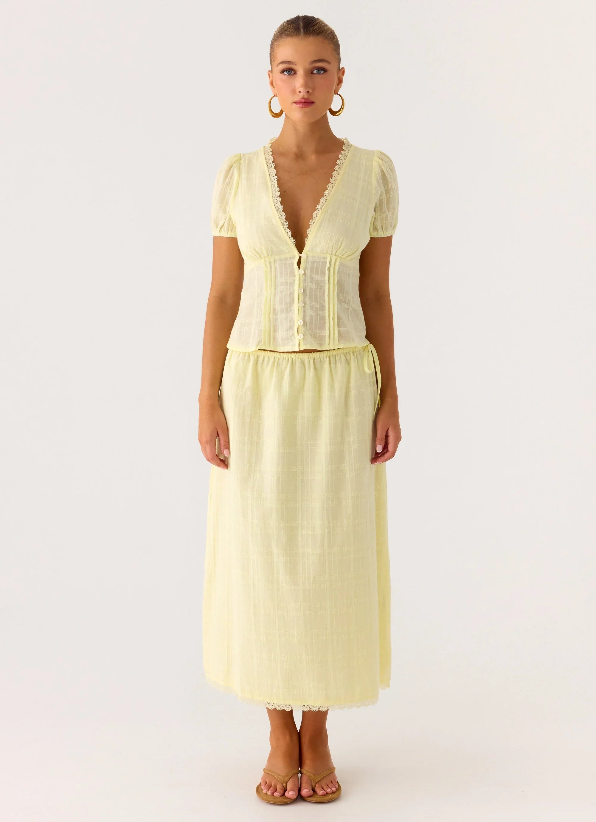 Sweet Lullaby Midi Skirt Lemon Yellow