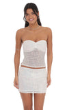 Fringe Sequin Top in White
