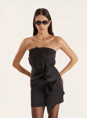 Black Bow front Satin Mini Dress