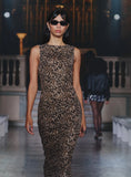 Leopard Print Mesh Maxi Dress Derry