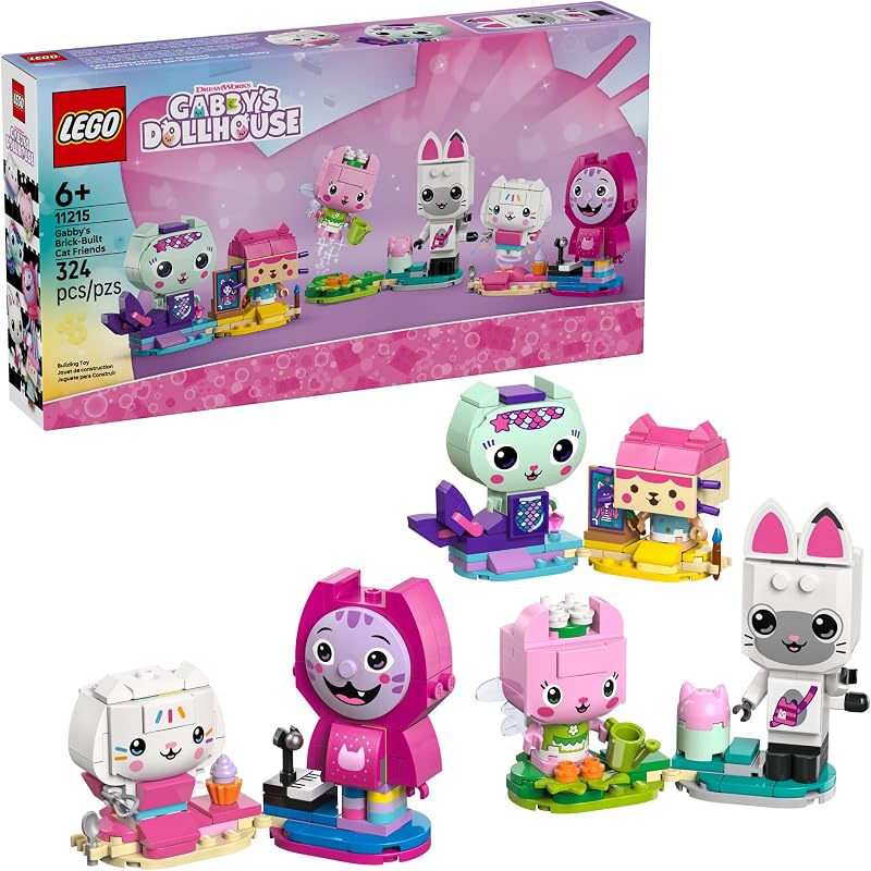 LEGO Gabbys Dollhouse Gabbys Brick Built Cat Friends Building Toy for Girls Boys Pretend Play Set W 6 Animal Toy Figures for Kids Ages 6 Gift Idea for Birthdays 11215