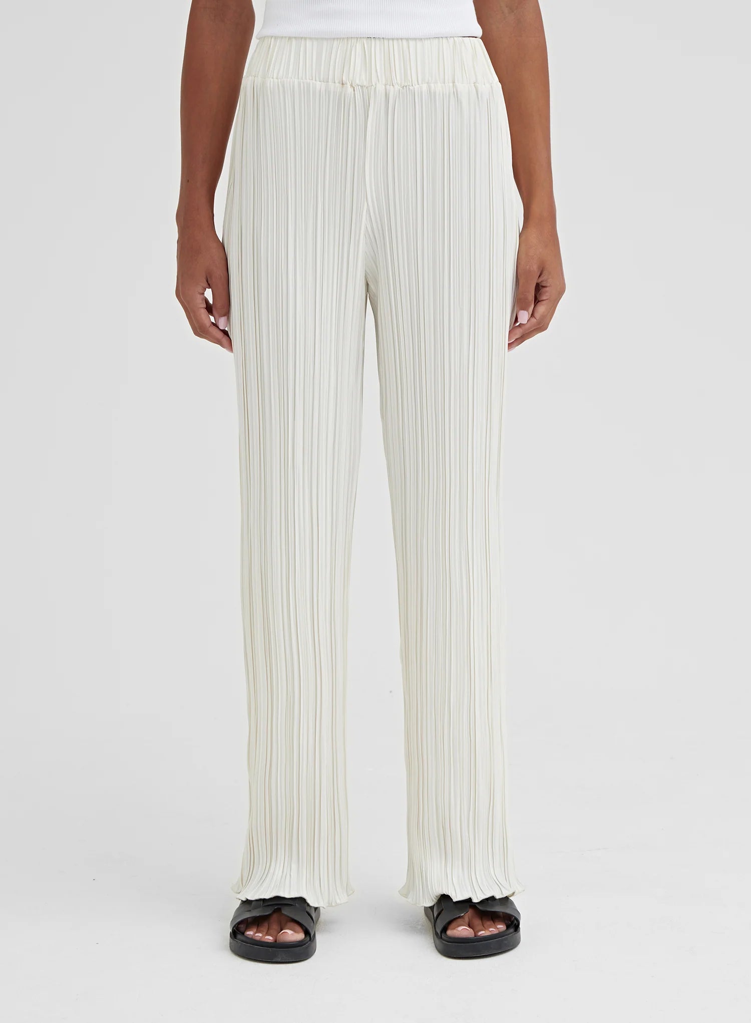 Cream Plisse Trousers