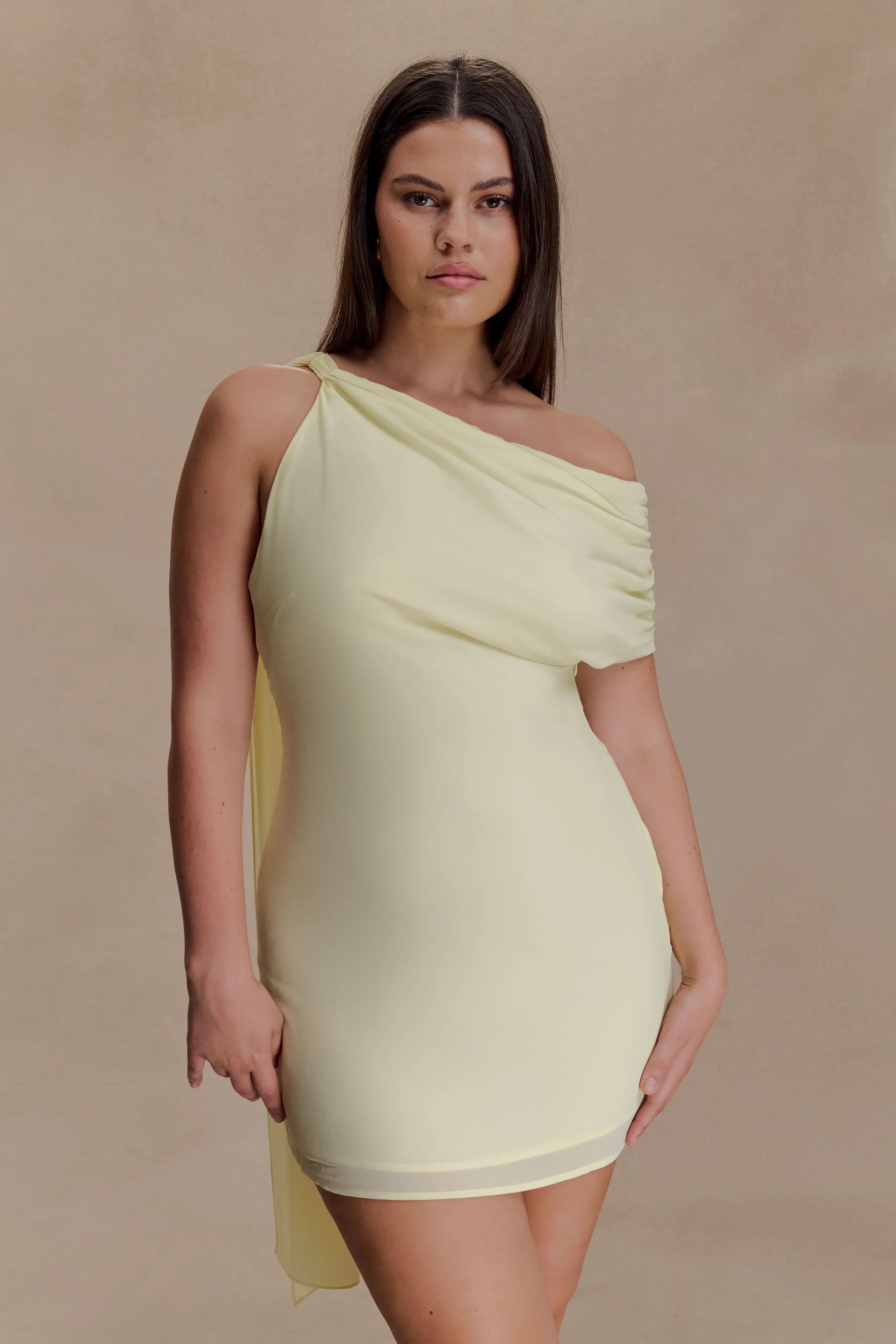 Daisie Chiffon Mini Dress Lemon