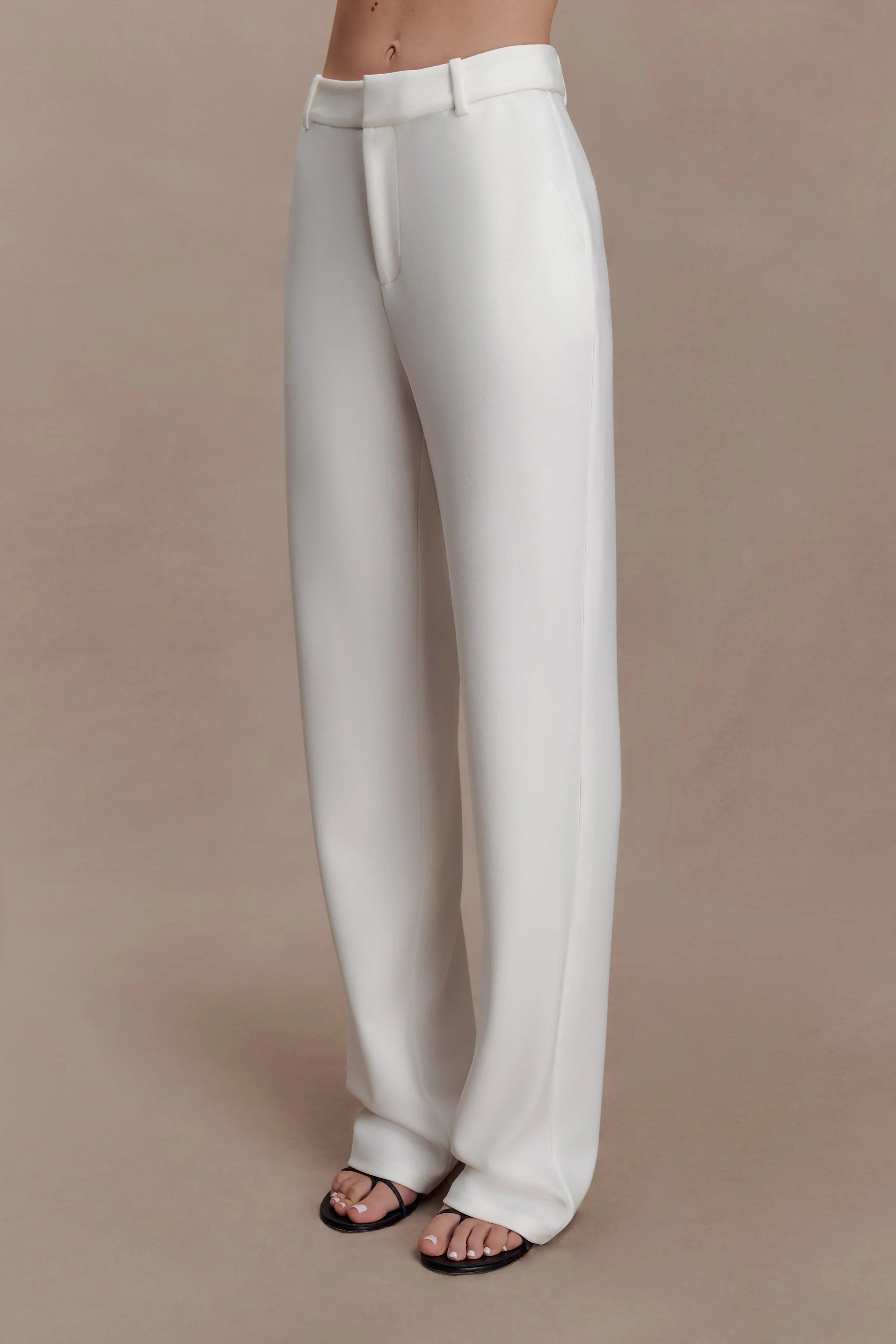 Maude Crepe Straight Leg Pants Ivory