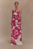 Katalina Chiffon Maxi Skirt Red Deco Fleur Print