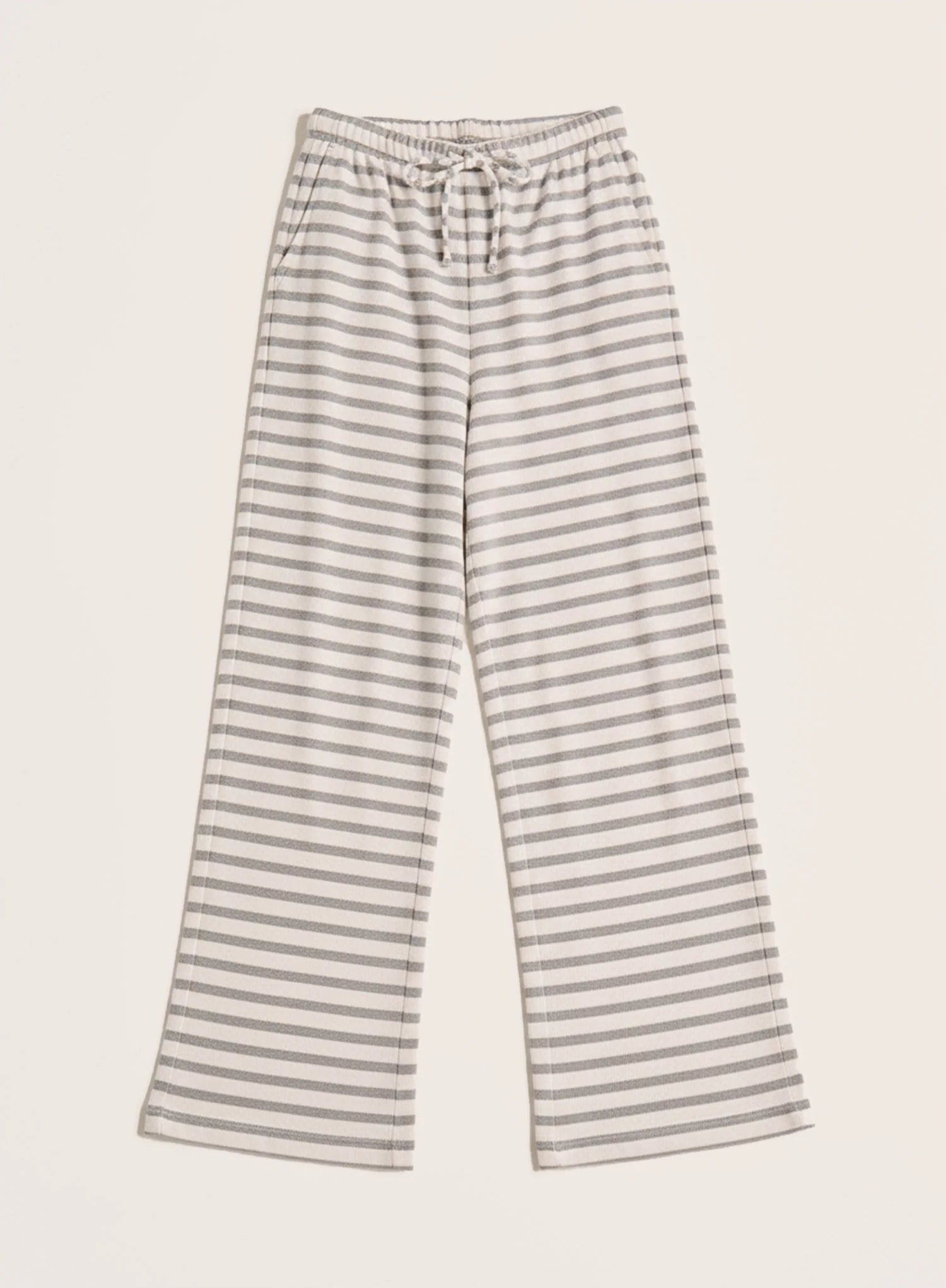 Grey Striped Jersey Rib Trousers