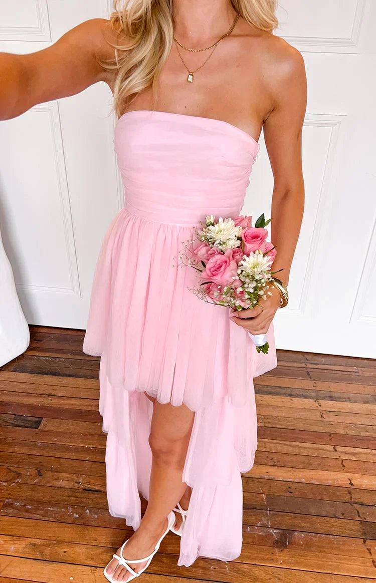 Avery Pink High Low Maxi Dress