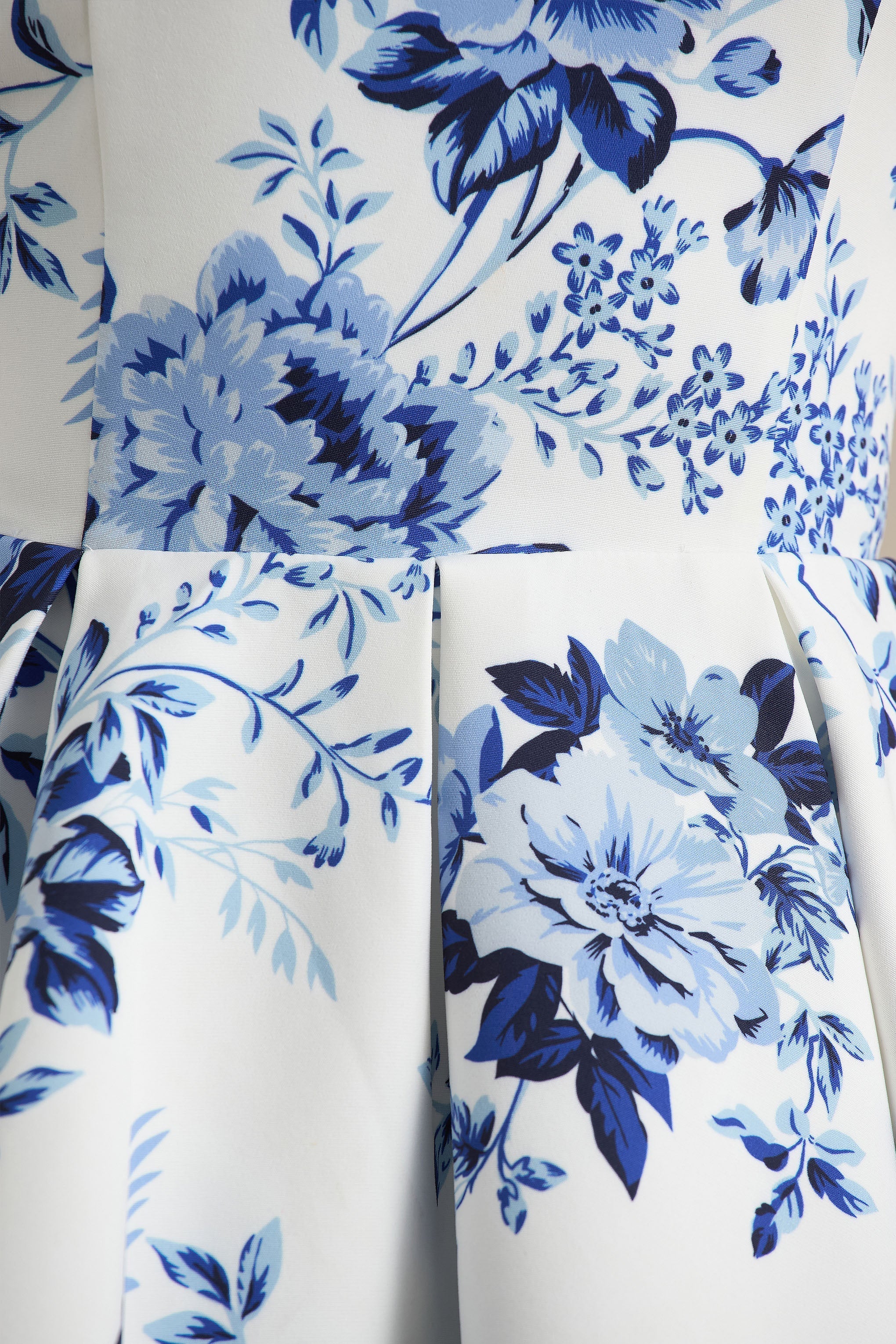 Fiorenza Blue Porcelain Print Bandeau Mini Dress With Volume Skirt
