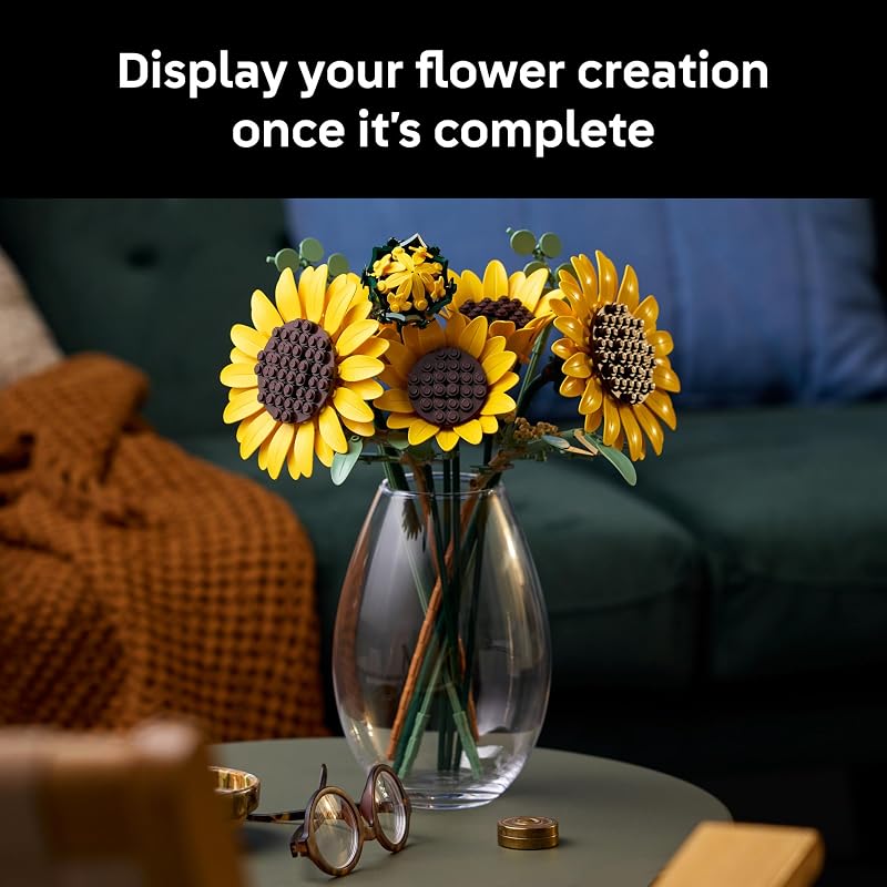 LEGO Botanicals Sunflower Bouquet Building Set for Adults Ages 18 Gift for Birthdays Artificial Flowers for Home Office Bedroom or Desk Decor 11502