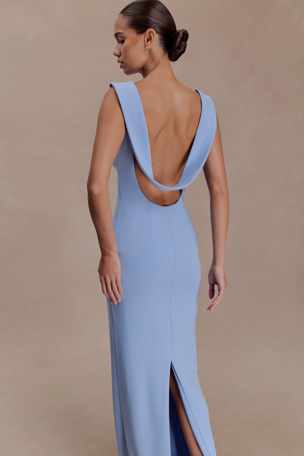 Galilea Crepe Draped Maxi Dress Cornflower Blue