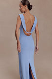 Galilea Crepe Draped Maxi Dress Cornflower Blue