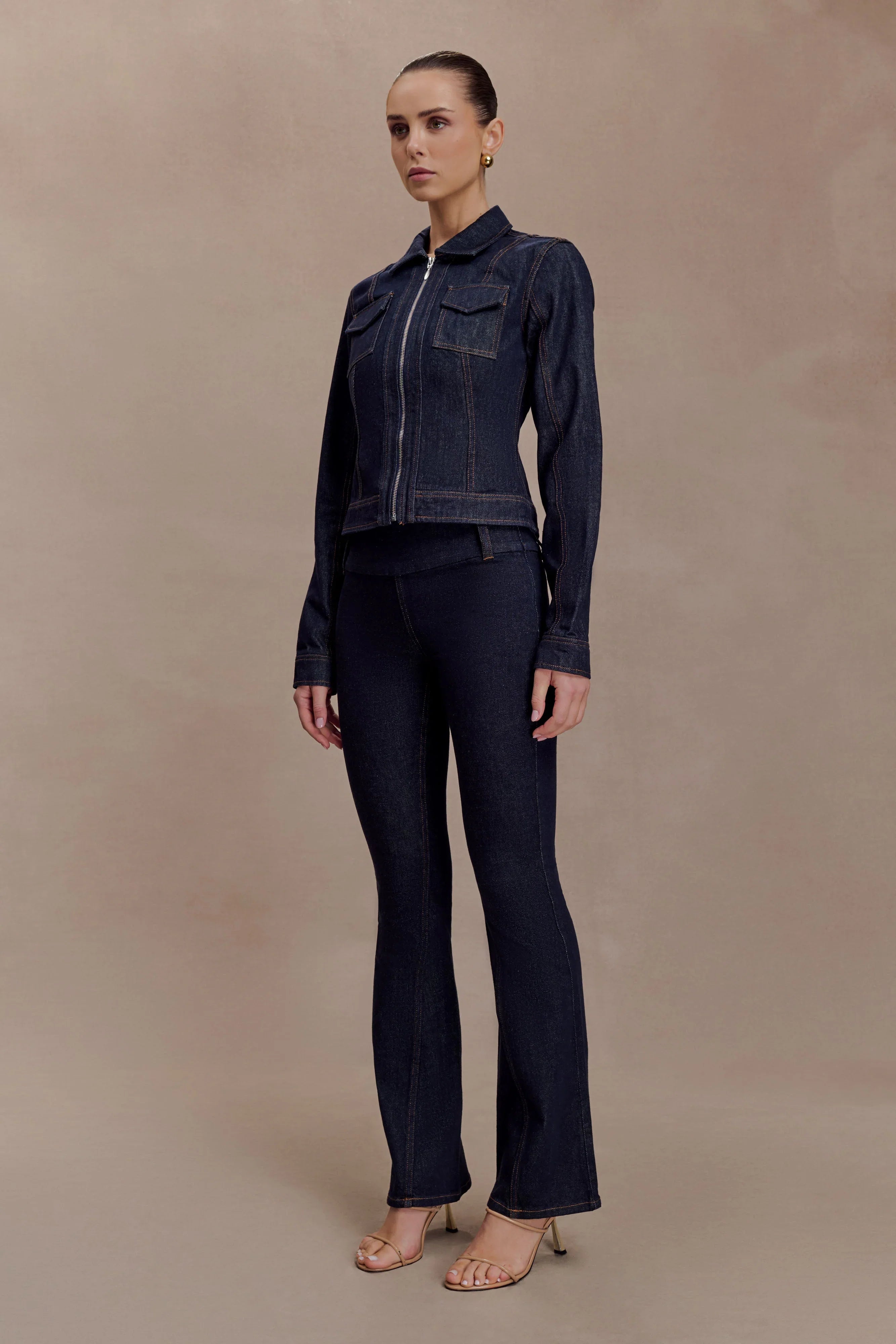 Shelly Flared Denim Jeans Washed Indigo Blue