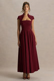 Scarlett Burgundy Square Neck Maxi Dress