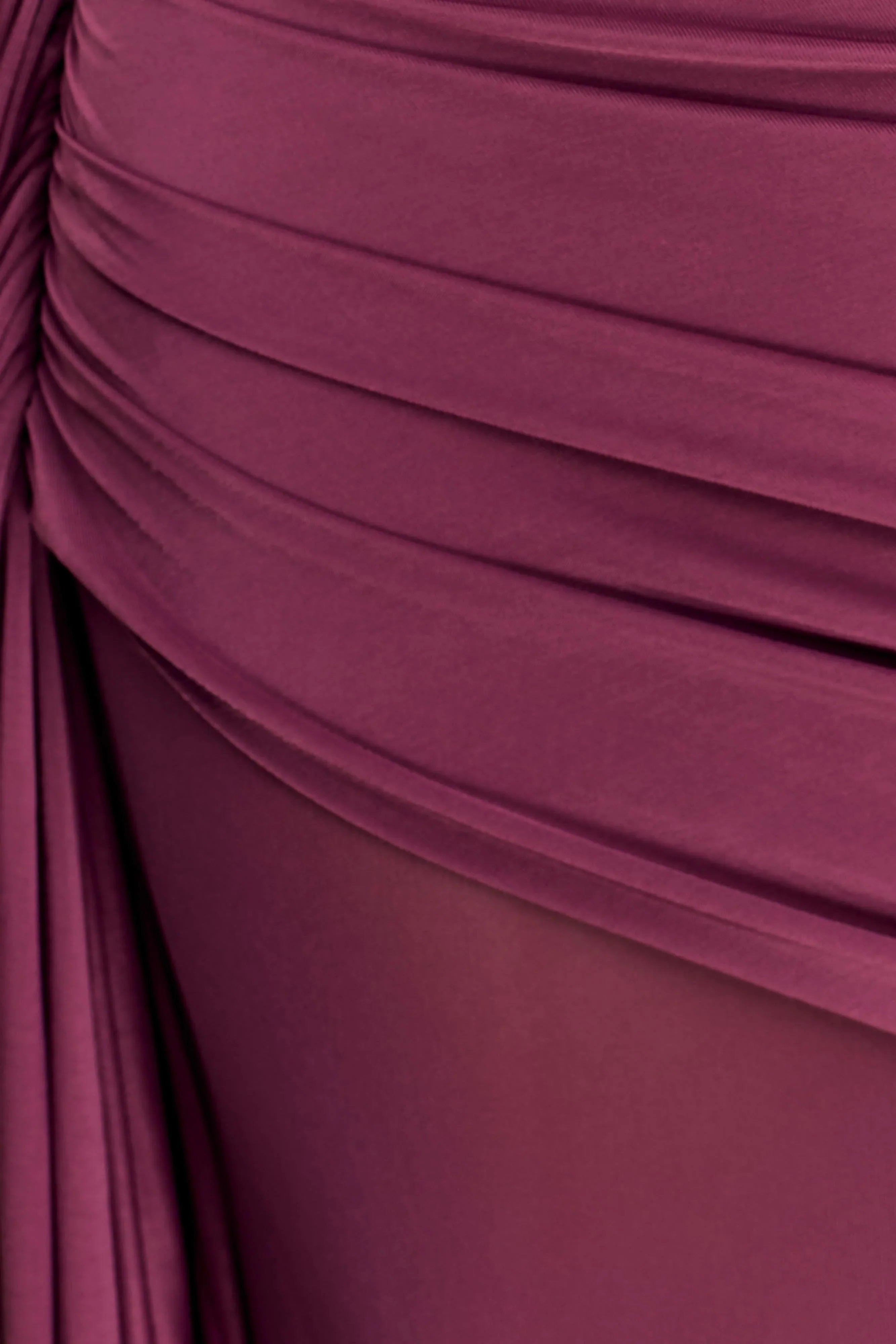 Asher Slinky One Shoulder Maxi Dress Neutral Plum