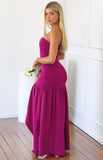 Aire Berry Frill Skirt Crepe Maxi Dress