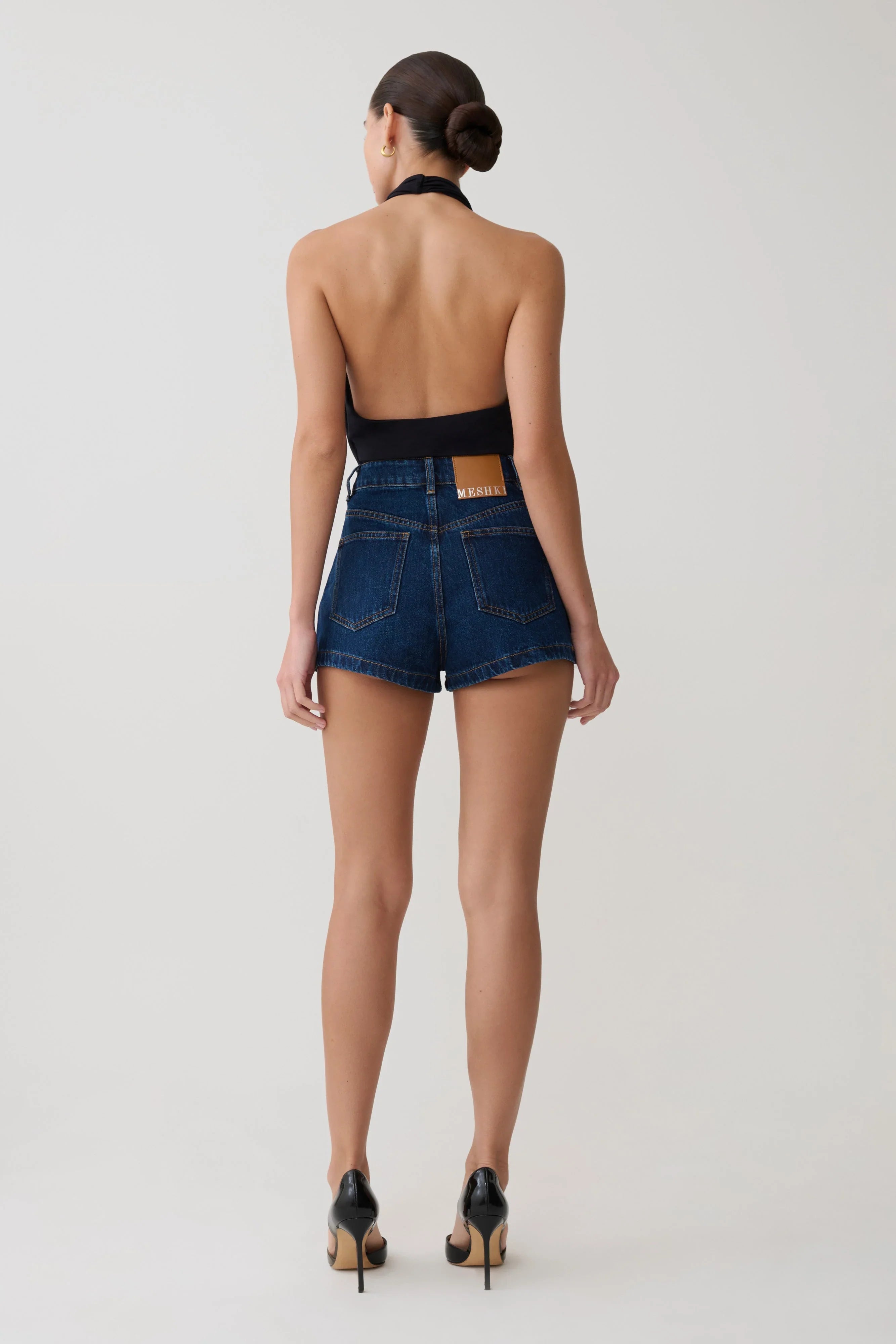 Dan Diamante Denim Shorts Midnight Blue