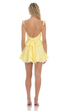 Embroidered Trim A line Dress in Yellow