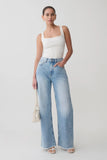 Sebastian Straight Leg Denim Jeans With Fray Hem Washed Light Blue