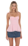 Shoulder Tie Flare Top in Pink