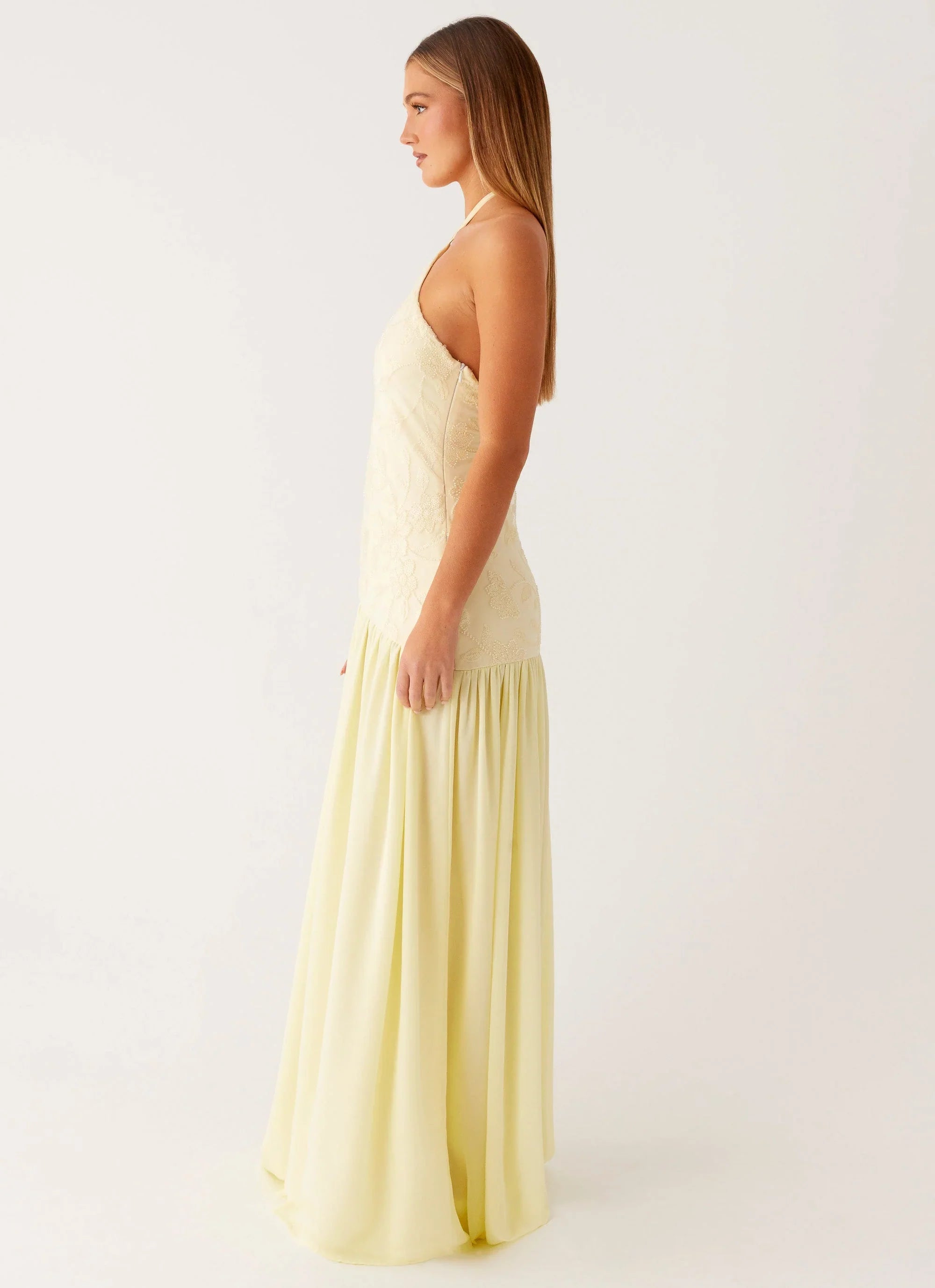 Janelle Beaded Maxi Dress Yellow