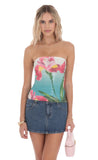 Floral Sequin Top in Tropical Print