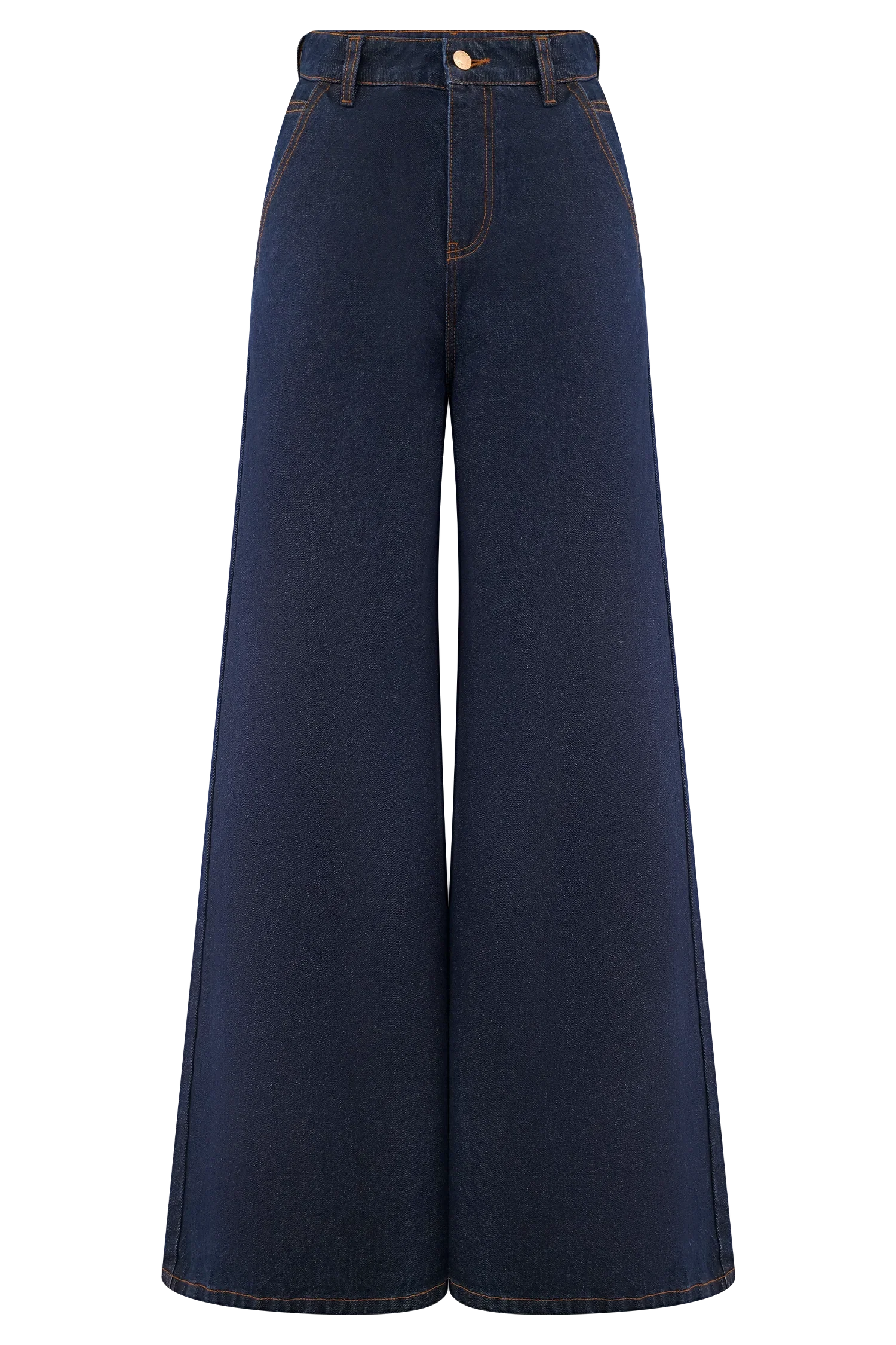 Jen Wide Leg Flare Denim Jeans Indigo Blue