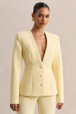Rosalina Lemon Extreme Plunge Neck Tailored Blazer