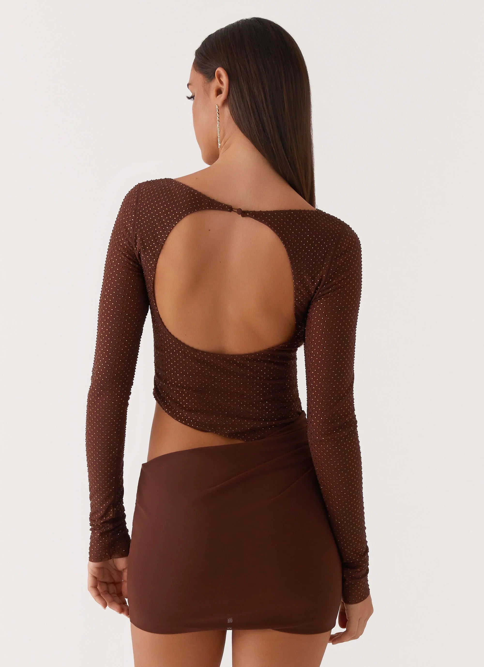 Catch The Night Sequin Mini Dress Chocolate
