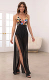 Multicolor Sequin Maxi Dress in Black