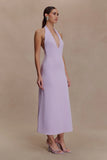 Genie Slinky Halter Midi Dress Lilac
