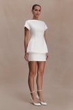 Adeline Short Sleeve Satin Top White