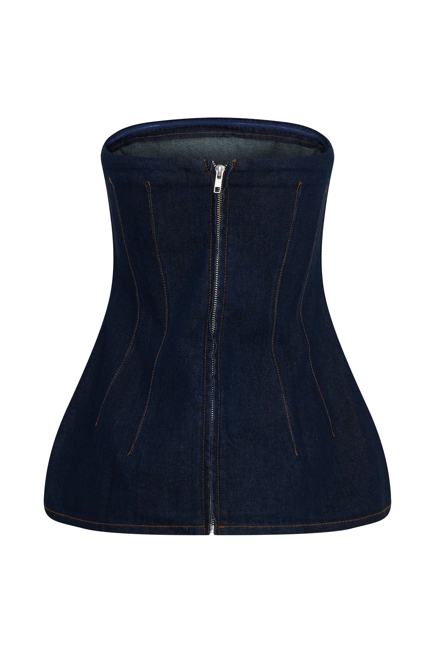 Madelyn Strapless Longline Denim Top Indigo Blue